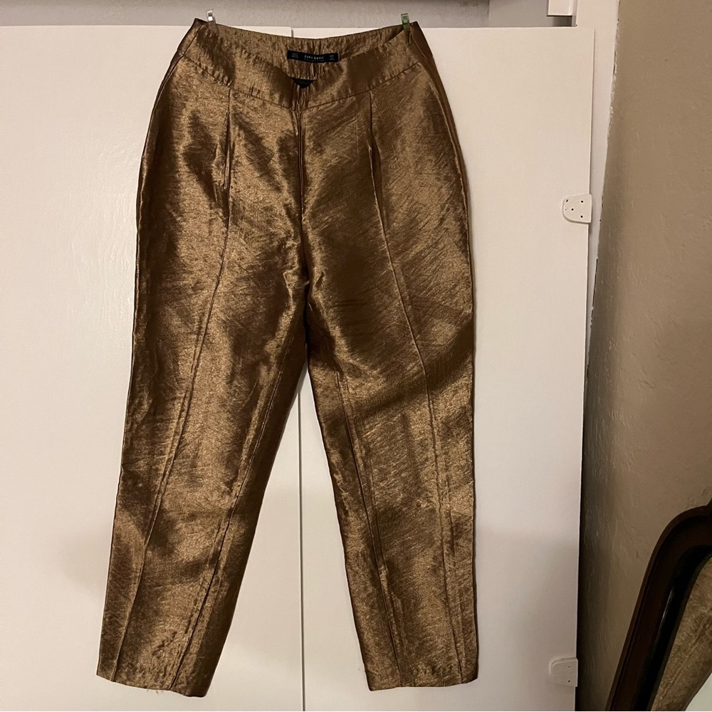 Gold Zara side zip trouser pants